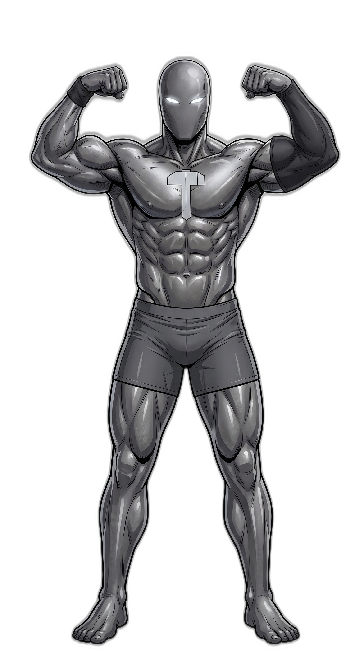 TEMPER mascot — double biceps power pose